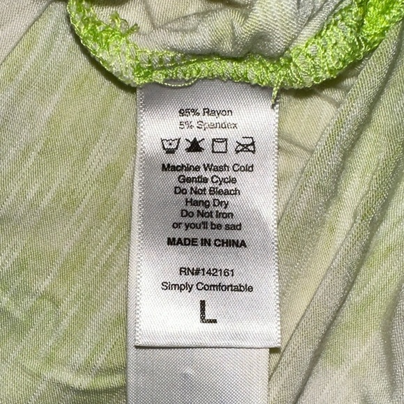 LuLaRoe | Dahl Neon Green Tie Dye Short Ruffle Sleeve Crewneck Cropped Tee Shirt - Picture 8 of 13